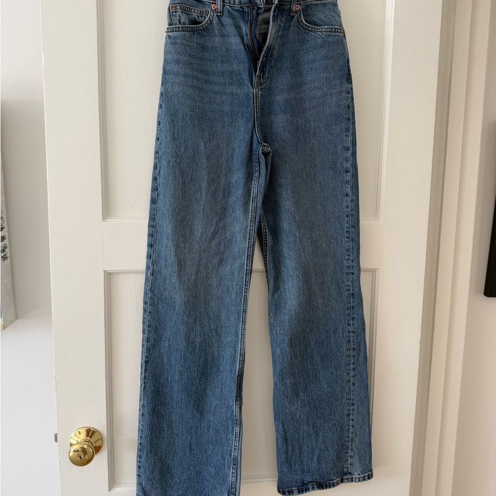 Reformation Wide-Leg High-Rise Jeans - Denim Blue